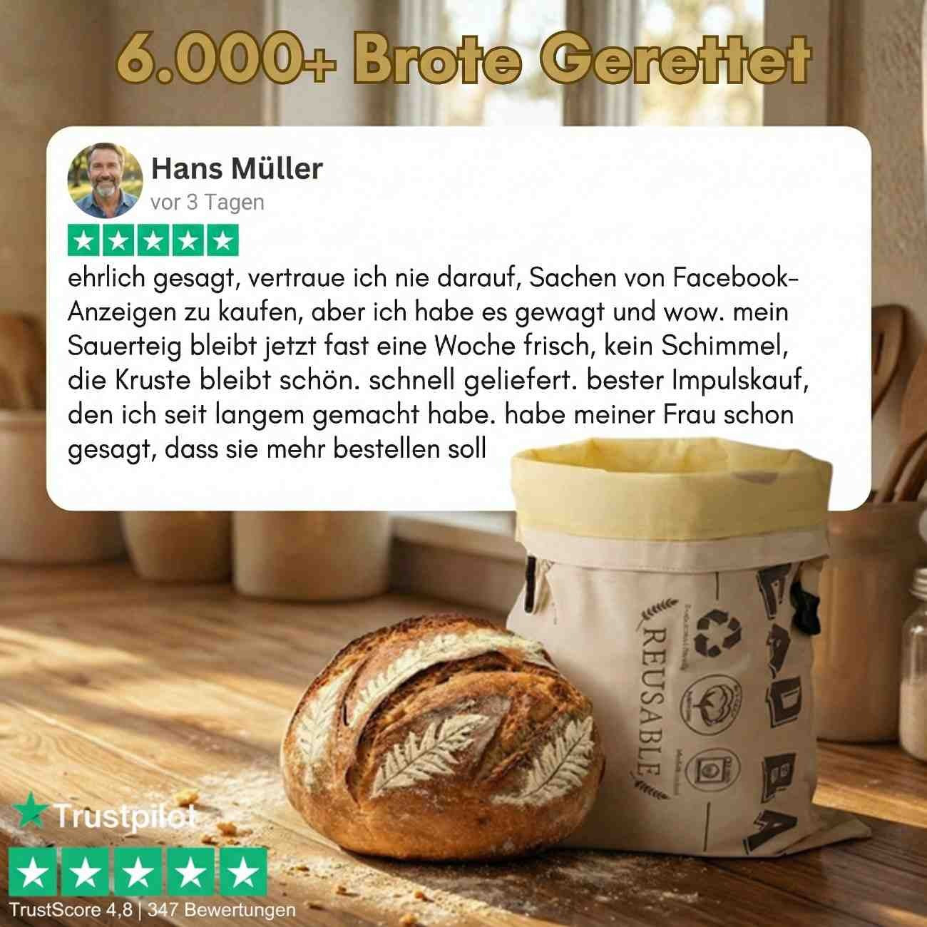 Premium-Brotbeutel aus 100 % Baumwolle und Bienenwachs