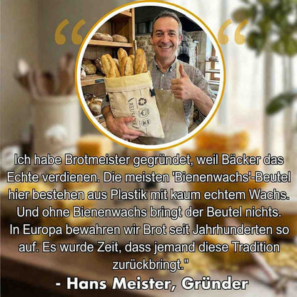 Premium-Brotbeutel aus 100 % Baumwolle und Bienenwachs