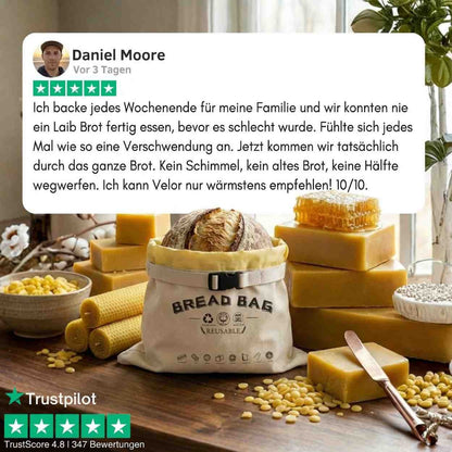 Premium-Brotbeutel aus 100 % Baumwolle und Bienenwachs